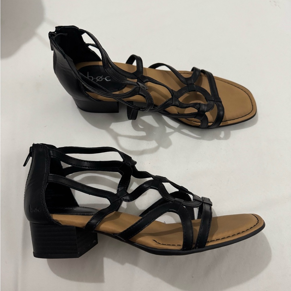 b.o.c. Black and Tan Sandals with Strappy Design